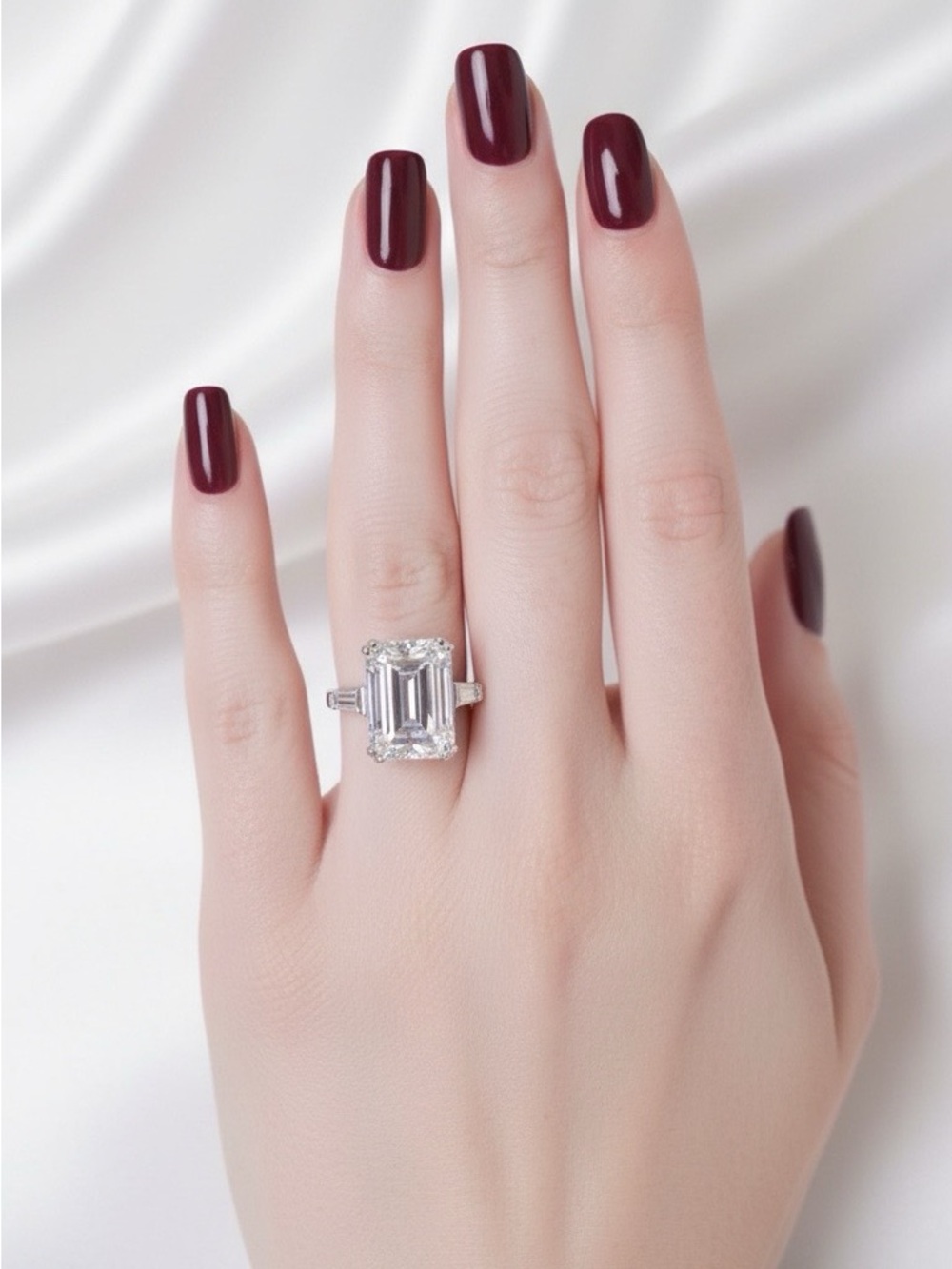 Sterling Silver Emerald Cut Engagement Ring
